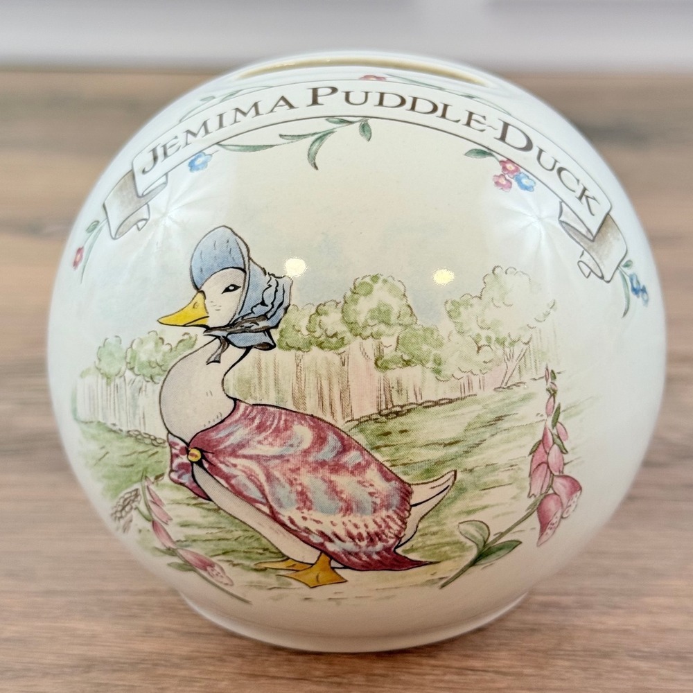 VTG 1986 Royal Albert Beatrix Potter Jemima Puddle Duck Ceramic Coin Bank